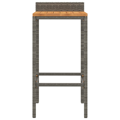 Bar Stools 4 Pcs Grey Poly Rattan And Solid Wood Acacia