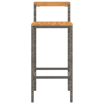 Bar Stools 2 Pcs Grey Poly Rattan And Solid Wood Acacia