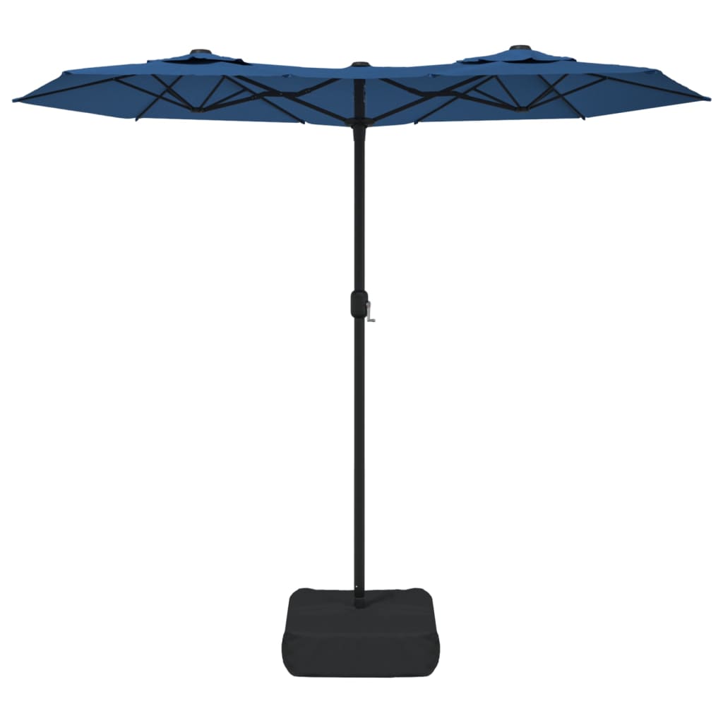 Double-Head Garden Parasol With Leds Azure Blue 316X240 Cm