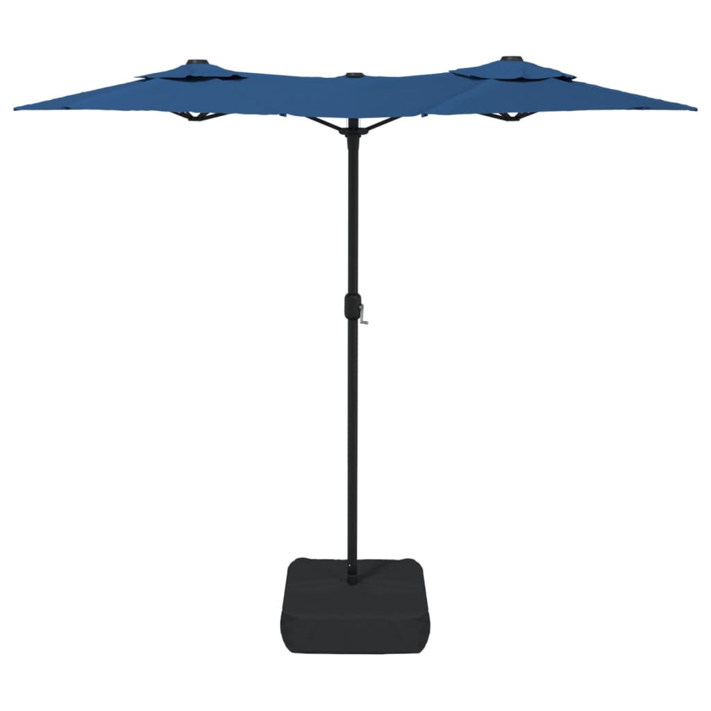 Double-Head Garden Parasol With Leds Azure Blue 316X240 Cm