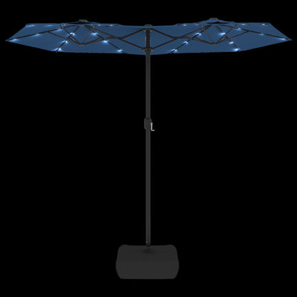 Double-Head Garden Parasol With Leds Azure Blue 316X240 Cm