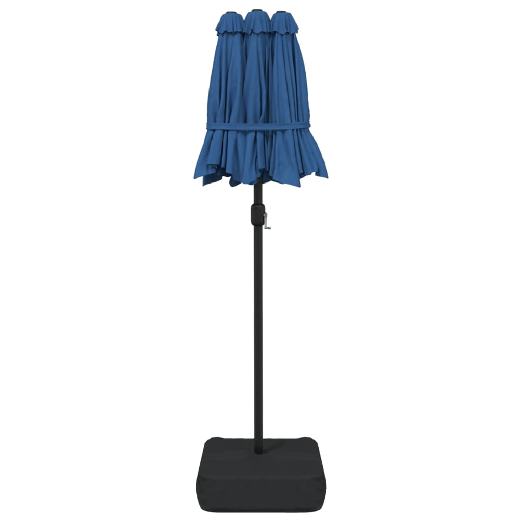 Double-Head Garden Parasol With Leds Azure Blue 316X240 Cm