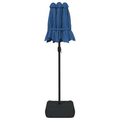 Double-Head Garden Parasol With Leds Azure Blue 316X240 Cm