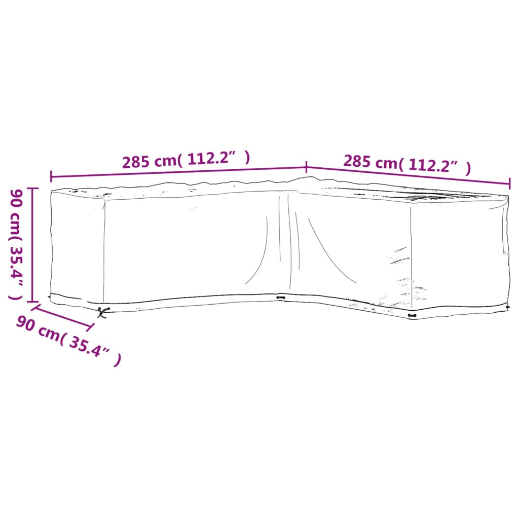 L-Shaped Garden Furniture Cover 16 Eyelets 285X285X90 Cm