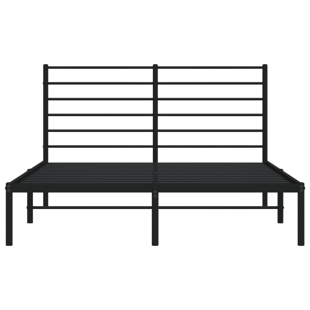 Metal Bed Frame With Headboard Black 120X190 Cm Small Double