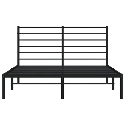 Metal Bed Frame With Headboard Black 120X190 Cm Small Double