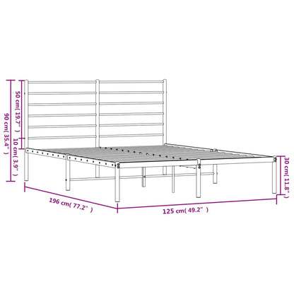 Metal Bed Frame With Headboard Black 120X190 Cm Small Double