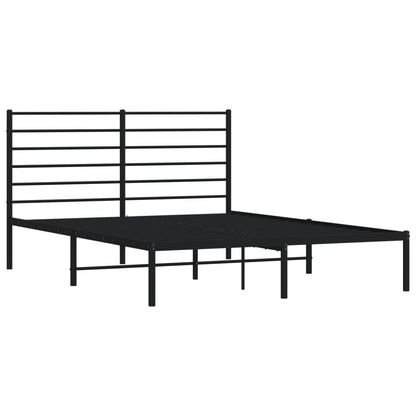 Metal Bed Frame With Headboard Black 150X200 Cm King Size