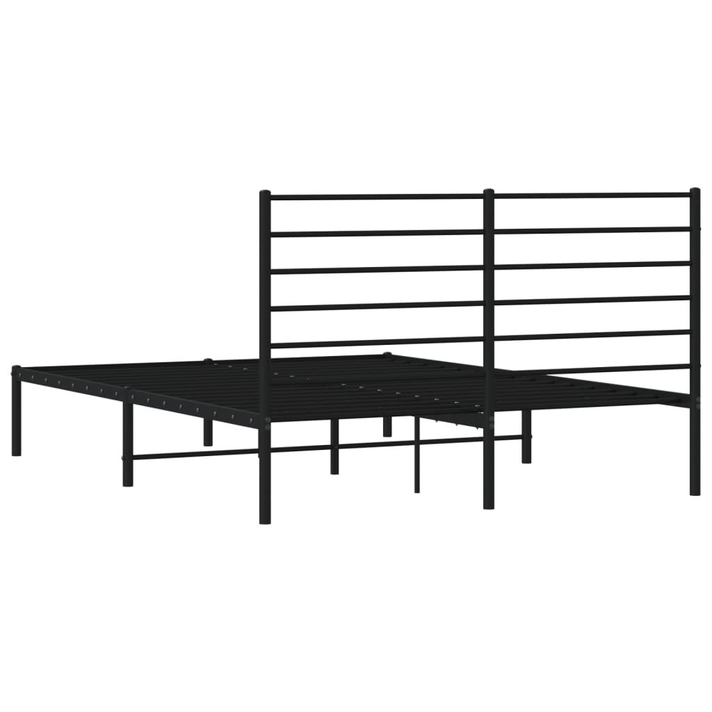 Metal Bed Frame With Headboard Black 150X200 Cm King Size