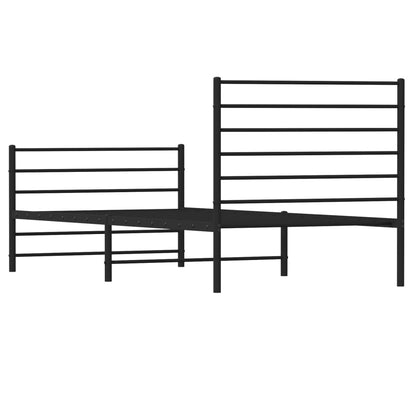 Metal Bed Frame With Headboard And Footboard Black 90X190 Cm Single