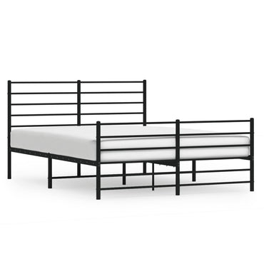 Metal Bed Frame With Headboard And Footboard Black 150X200 Cm King Size