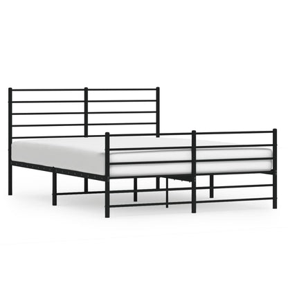 Metal Bed Frame With Headboard And Footboard Black 150X200 Cm King Size