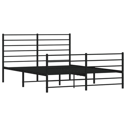 Metal Bed Frame With Headboard And Footboard Black 150X200 Cm King Size