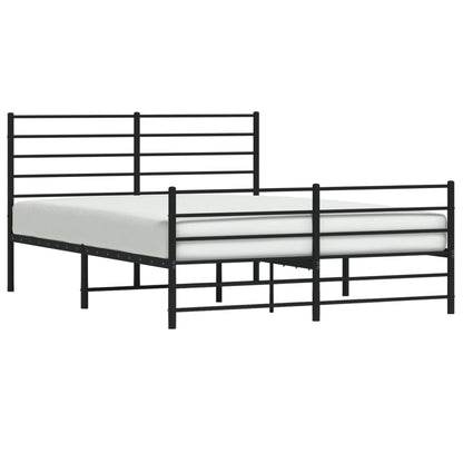 Metal Bed Frame With Headboard And Footboard Black 150X200 Cm King Size