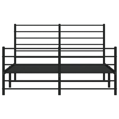 Metal Bed Frame With Headboard And Footboard Black 150X200 Cm King Size