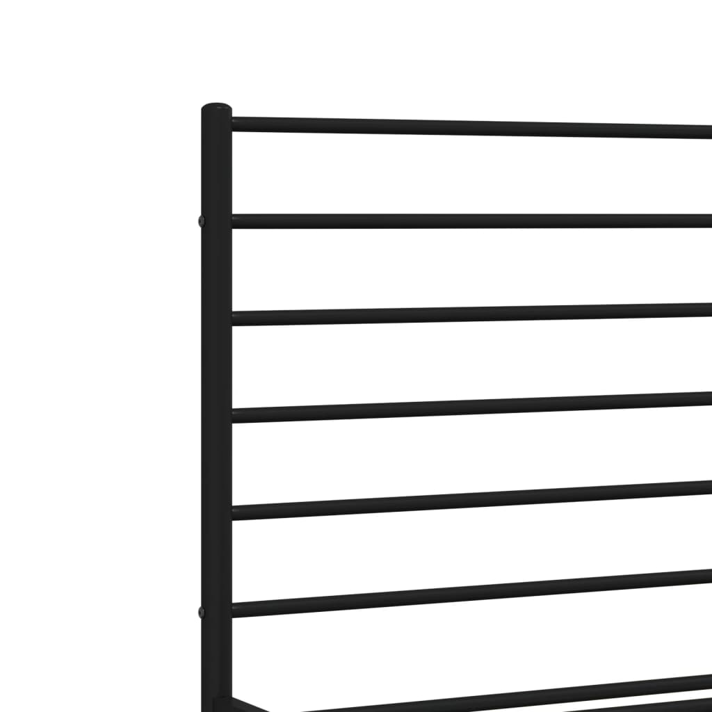 Metal Bed Frame With Headboard And Footboard Black 150X200 Cm King Size