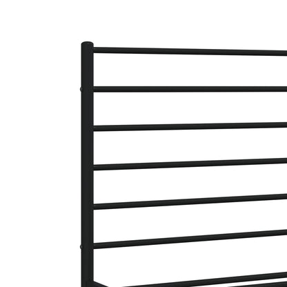 Metal Bed Frame With Headboard And Footboard Black 180X200 Cm Super King