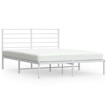 Metal Bed Frame With Headboard White 150X200 Cm King Size