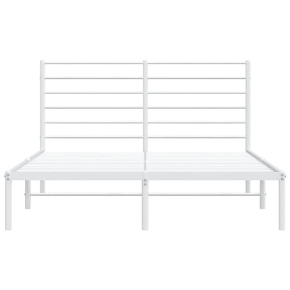 Metal Bed Frame With Headboard White 150X200 Cm King Size