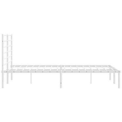 Metal Bed Frame With Headboard White 150X200 Cm King Size