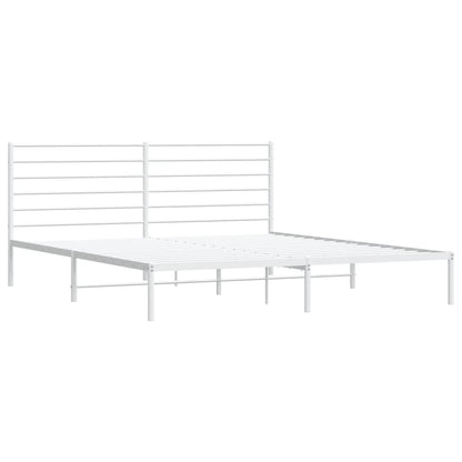 Metal Bed Frame With Headboard White 180X200 Cm Super King