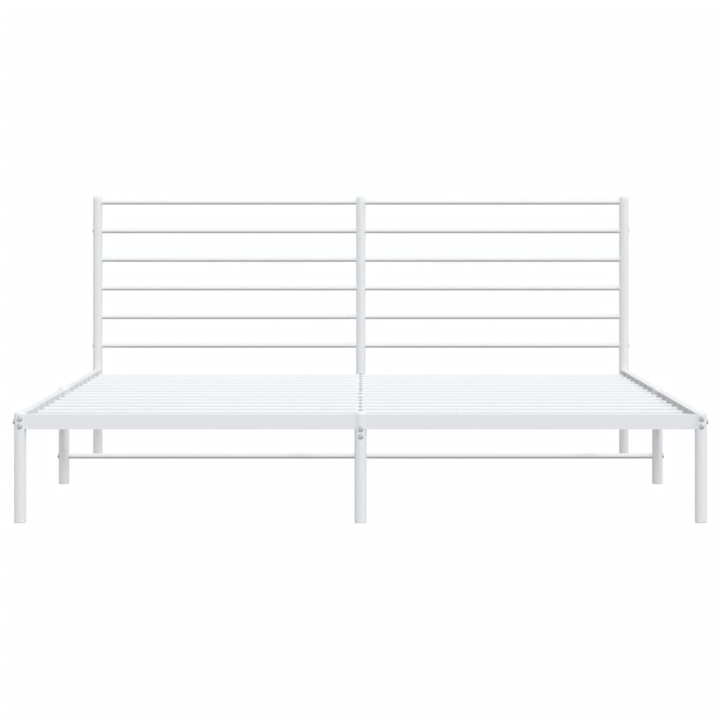 Metal Bed Frame With Headboard White 180X200 Cm Super King