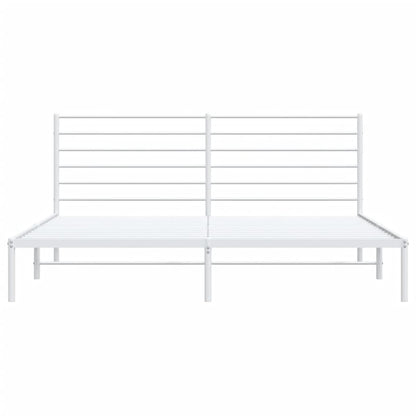 Metal Bed Frame With Headboard White 180X200 Cm Super King