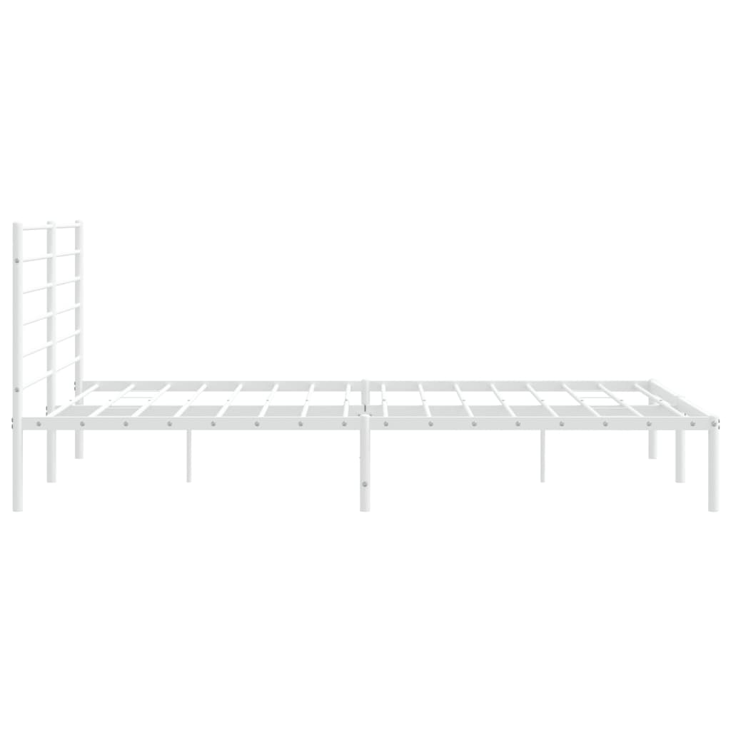 Metal Bed Frame With Headboard White 180X200 Cm Super King