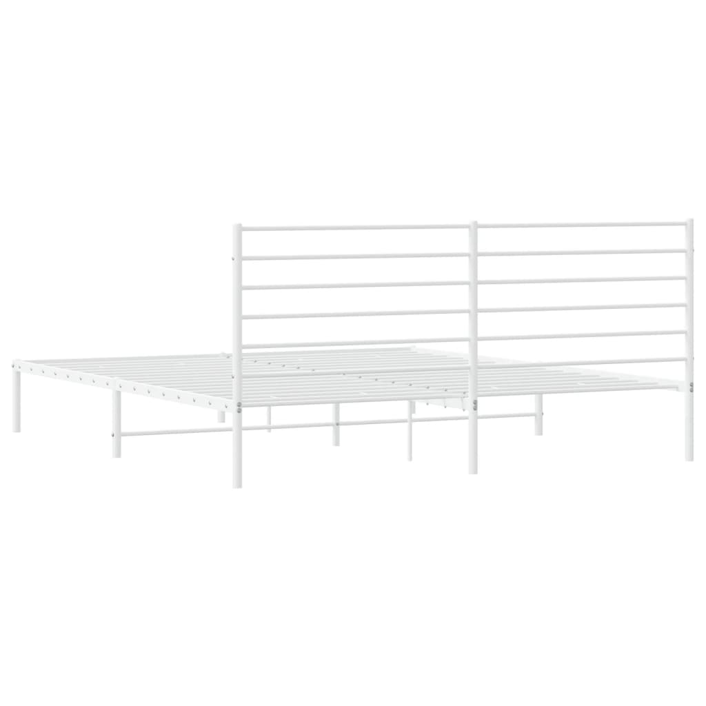 Metal Bed Frame With Headboard White 180X200 Cm Super King