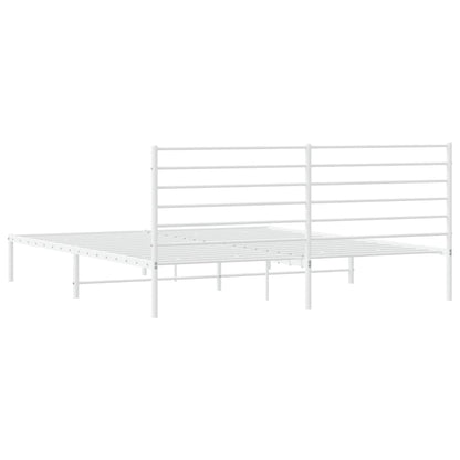 Metal Bed Frame With Headboard White 180X200 Cm Super King