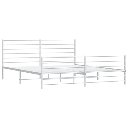 Metal Bed Frame With Headboard And Footboard White 180X200 Cm Super King