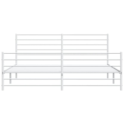 Metal Bed Frame With Headboard And Footboard White 180X200 Cm Super King