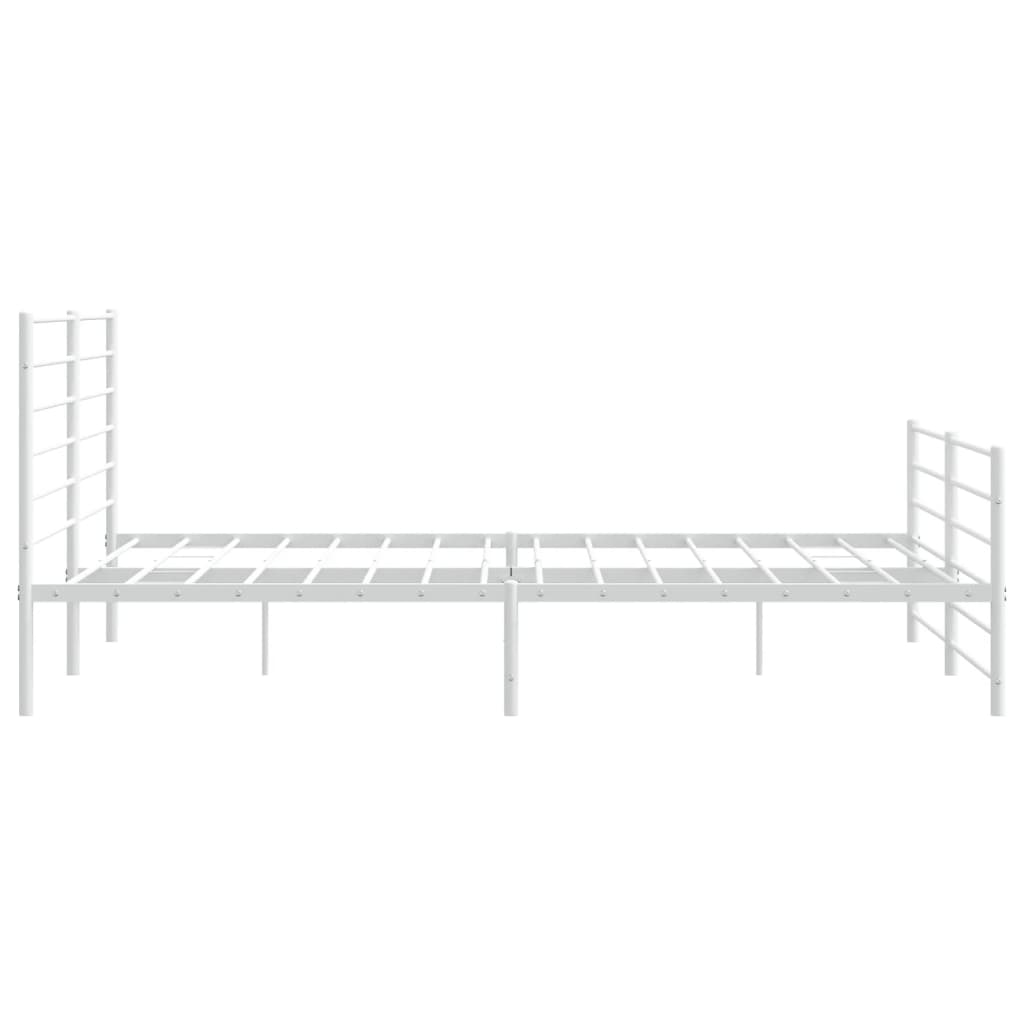 Metal Bed Frame With Headboard And Footboard White 180X200 Cm Super King