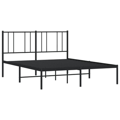 Metal Bed Frame With Headboard Black 150X200 Cm King Size