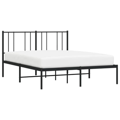 Metal Bed Frame With Headboard Black 150X200 Cm King Size