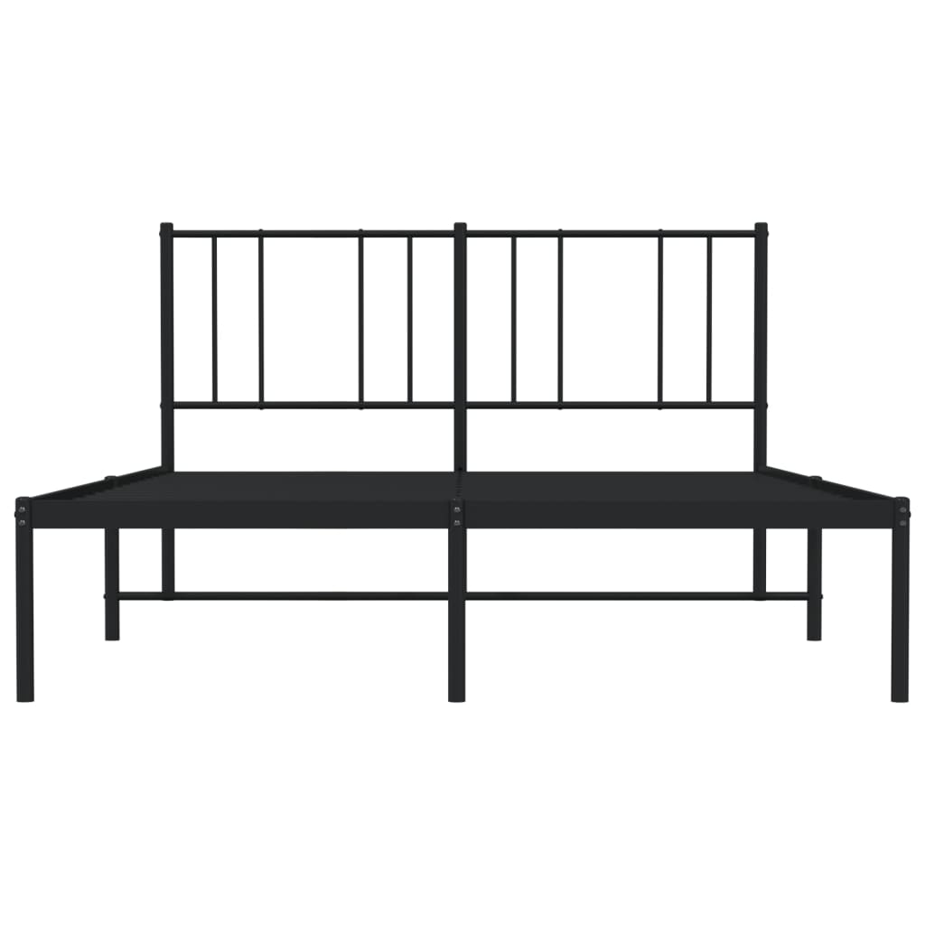 Metal Bed Frame With Headboard Black 150X200 Cm King Size