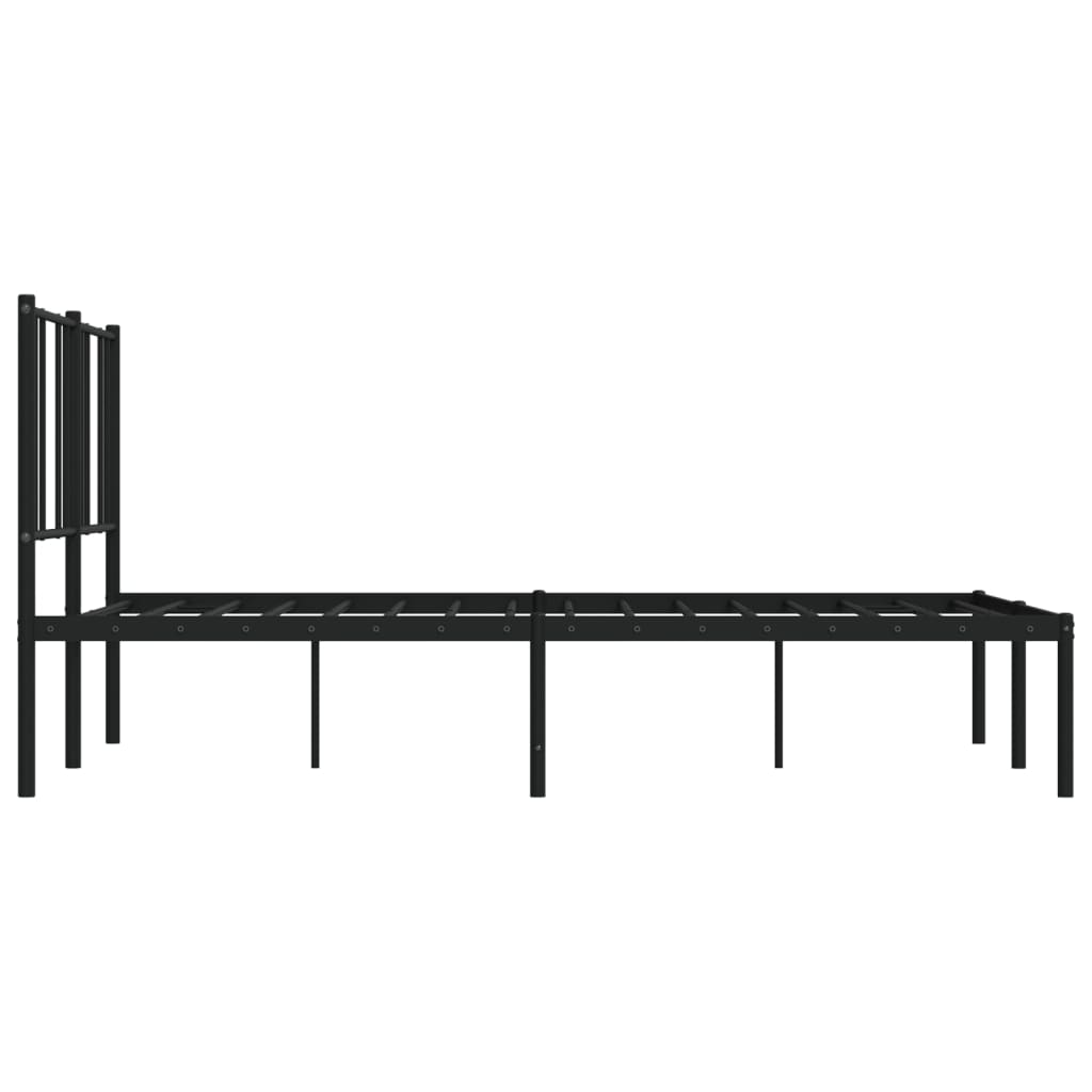 Metal Bed Frame With Headboard Black 150X200 Cm King Size