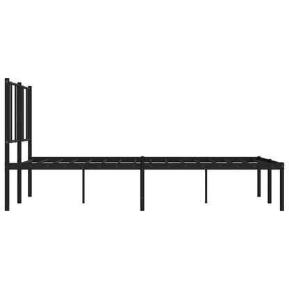 Metal Bed Frame With Headboard Black 150X200 Cm King Size