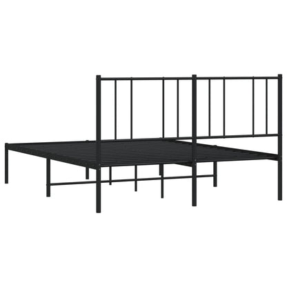 Metal Bed Frame With Headboard Black 150X200 Cm King Size