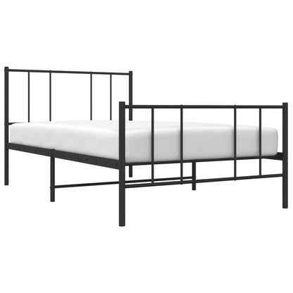 Metal Bed Frame With Headboard And Footboard Black 90X190 Cm Single