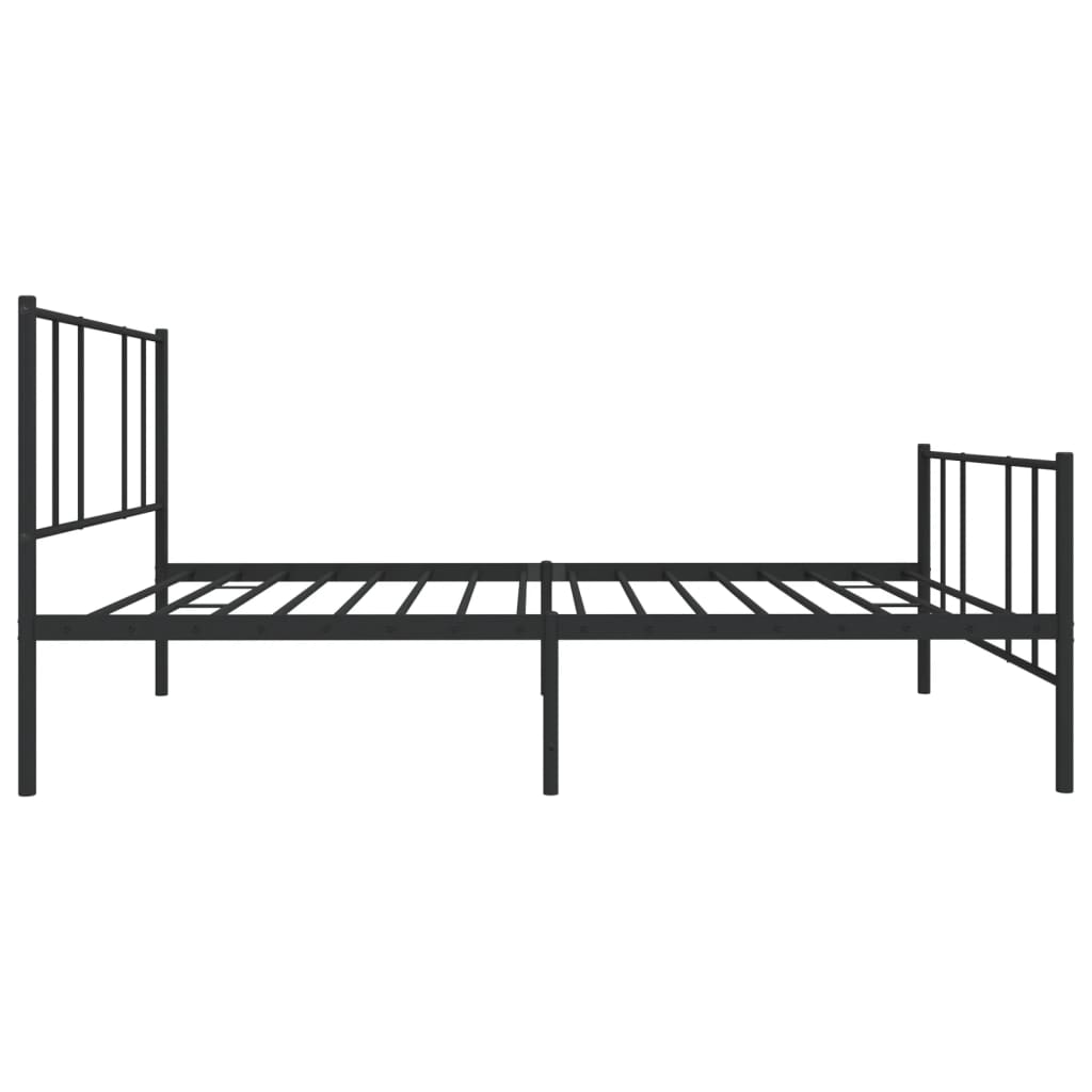 Metal Bed Frame With Headboard And Footboard Black 90X190 Cm Single