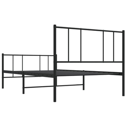 Metal Bed Frame With Headboard And Footboard Black 90X190 Cm Single