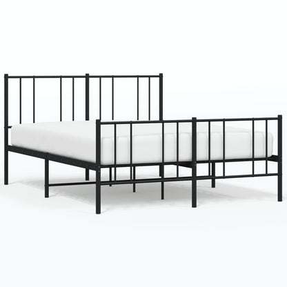 Metal Bed Frame With Headboard And Footboard Black 150X200 Cm King Size