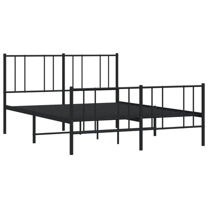 Metal Bed Frame With Headboard And Footboard Black 150X200 Cm King Size