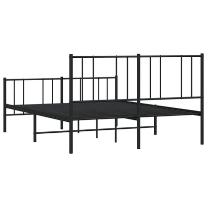 Metal Bed Frame With Headboard And Footboard Black 150X200 Cm King Size