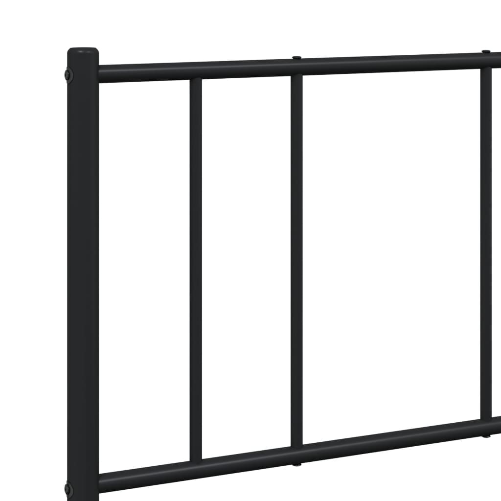 Metal Bed Frame With Headboard And Footboard Black 150X200 Cm King Size