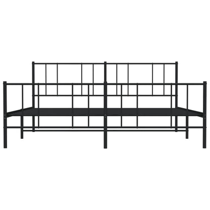 Metal Bed Frame With Headboard And Footboard Black 180X200 Cm Super King