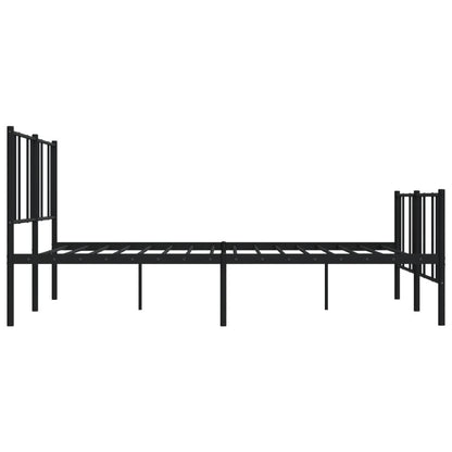 Metal Bed Frame With Headboard And Footboard Black 180X200 Cm Super King