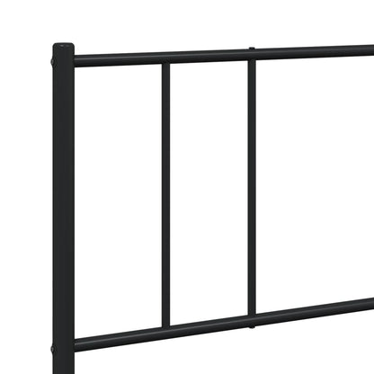 Metal Bed Frame With Headboard And Footboard Black 180X200 Cm Super King