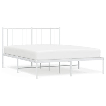 Metal Bed Frame With Headboard White 150X200 Cm King Size